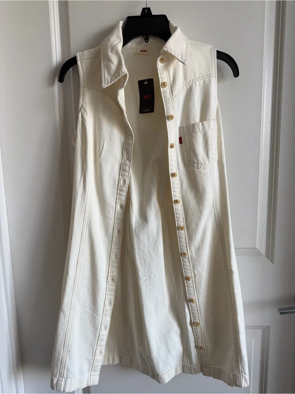 Levi's Off-White Sleeveless Button-Front Dress